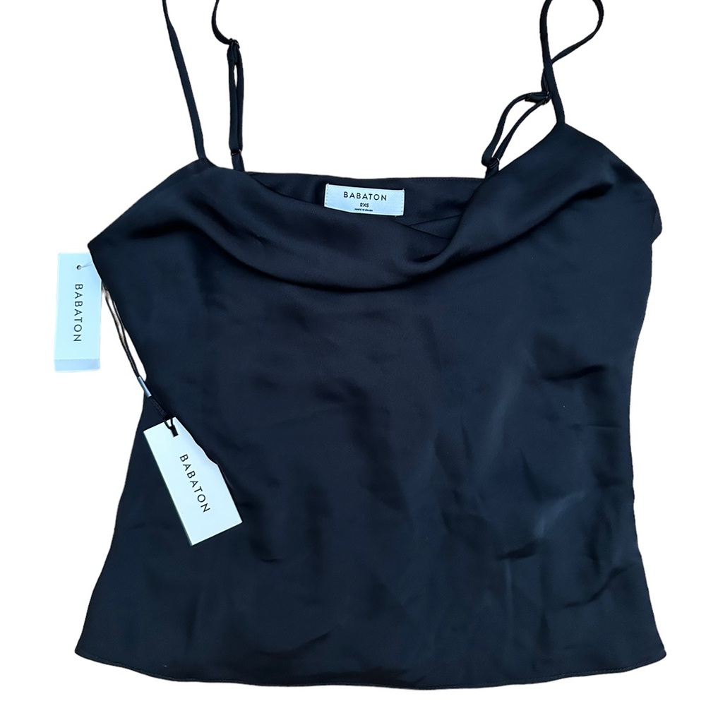 Aritzia babaton cowl neck silk black top NWT